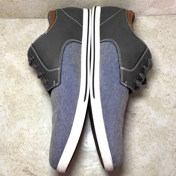 Bruno Marc Mens Gray & Blue Casual Leather Canvas Oxford Shoes Size 12 - Picture 9 of 10